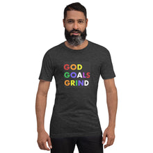Load image into Gallery viewer, GOD GOALS GRIND Unisex Tee (Rainbow Print/Black Box)