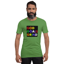 Load image into Gallery viewer, GOD GOALS GRIND Unisex Tee (Rainbow Print/Black Box)
