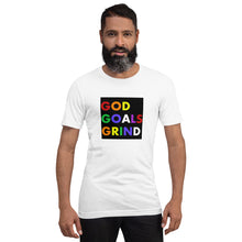 Load image into Gallery viewer, GOD GOALS GRIND Unisex Tee (Rainbow Print/Black Box)