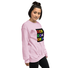 Load image into Gallery viewer, GOD GOALS GRIND Unisex Sweatshirt (Rainbow Print/Black Box)
