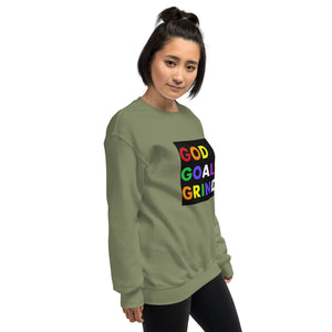 GOD GOALS GRIND Unisex Sweatshirt (Rainbow Print/Black Box)