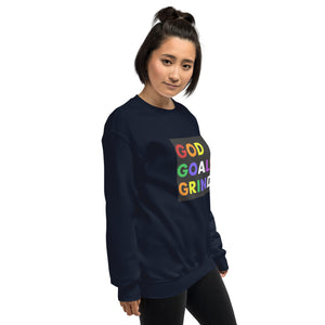 GOD GOALS GRIND Unisex Sweatshirt (Rainbow Print/Black Box)