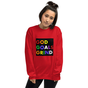 GOD GOALS GRIND Unisex Sweatshirt (Rainbow Print/Black Box)