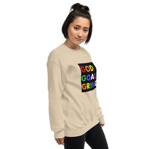 GOD GOALS GRIND Unisex Sweatshirt (Rainbow Print/Black Box)