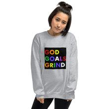 Load image into Gallery viewer, GOD GOALS GRIND Unisex Sweatshirt (Rainbow Print/Black Box)
