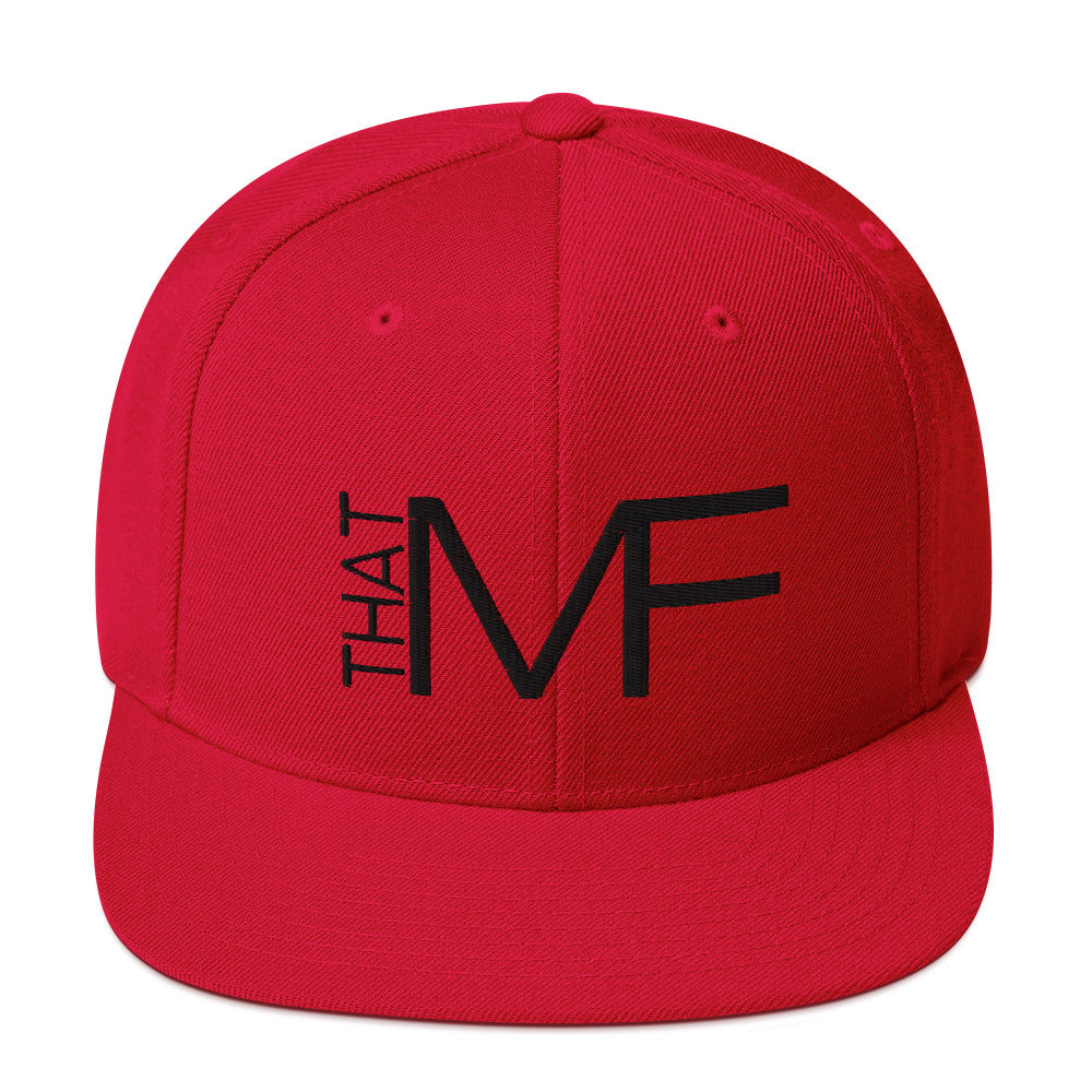 That MF Logo Snapback Hat (Black Embroidery)