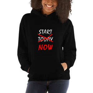 START NOW Unisex Hoodie (White/Red Print)