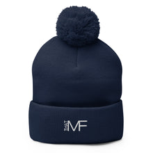 Load image into Gallery viewer, That MF Logo Pom-Pom Beanie (White Stitch)
