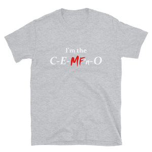 C-E-MF'n-O Unisex Tee (White/Red Print)