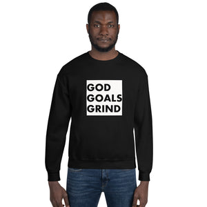 GOD GOALS GRIND Unisex Sweatshirt (Black Print/White Box)