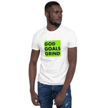 Load image into Gallery viewer, GOD GOALS GRIND Unisex Tee (Black Print/Lime Box)
