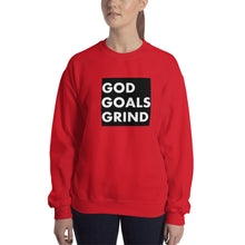 Load image into Gallery viewer, GOD GOALS GRIND Unisex Sweatshirt (White Print/Black Box)
