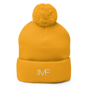 That MF Logo Pom-Pom Beanie (White Stitch)