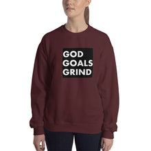 Load image into Gallery viewer, GOD GOALS GRIND Unisex Sweatshirt (White Print/Black Box)
