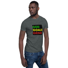 Load image into Gallery viewer, GOD GOALS GRIND Unisex Tee (Green/Yellow/Red Print)
