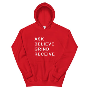 ASK BELIEVE Unisex Hoodie (White Print)