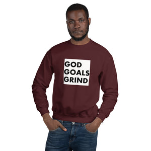 GOD GOALS GRIND Unisex Sweatshirt (Black Print/White Box)