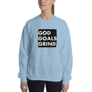 GOD GOALS GRIND Unisex Sweatshirt (White Print/Black Box)