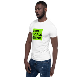 GOD GOALS GRIND Unisex Tee (Black Print/Lime Box)