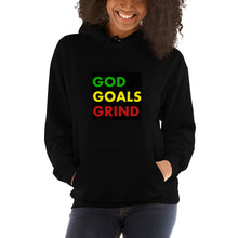 Load image into Gallery viewer, GOD GOALS GRIND Unisex Hoodie (Green, Yellow, Red Print)
