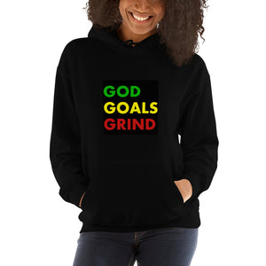 GOD GOALS GRIND Unisex Hoodie (Green, Yellow, Red Print)