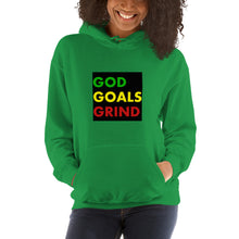 Load image into Gallery viewer, GOD GOALS GRIND Unisex Hoodie (Green, Yellow, Red Print)
