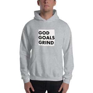 GOD GOALS GRIND Unisex Hoodie (Black Print/White Box)