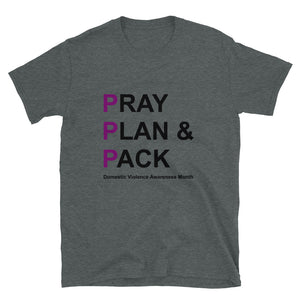 PRAY PLAN PACK - DV Awareness Unisex Tee (Purple/Black Print)