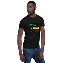 Load image into Gallery viewer, GOD GOALS GRIND Unisex Tee (Green/Yellow/Red Print)
