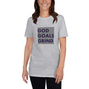 GOD GOALS GRIND Unisex Tee (Navy Print/Gray Box)