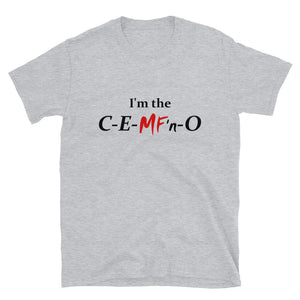 C-E-MF'n-O Unisex Tee (Black/Red Print)