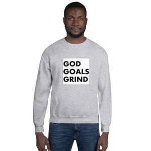 GOD GOALS GRIND Unisex Sweatshirt (Black Print/White Box)