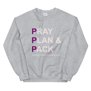 PRAY PLAN PACK - DV Awareness Unisex Sweatshirt (Purple/White Print)