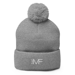 That MF Logo Pom-Pom Beanie (White Stitch)