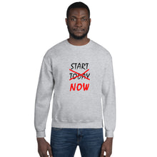 Load image into Gallery viewer, START NOW Unisex Sweatshirt (Black/Red Print)
