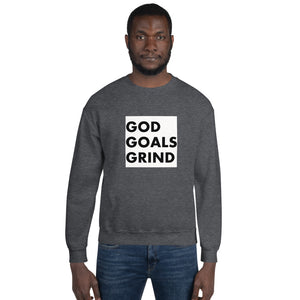 GOD GOALS GRIND Unisex Sweatshirt (Black Print/White Box)