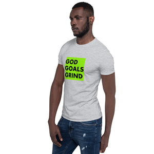 GOD GOALS GRIND Unisex Tee (Black Print/Lime Box)