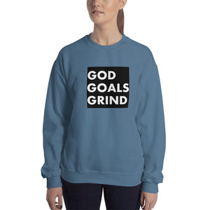 GOD GOALS GRIND Unisex Sweatshirt (White Print/Black Box)