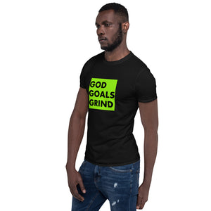 GOD GOALS GRIND Unisex Tee (Black Print/Lime Box)