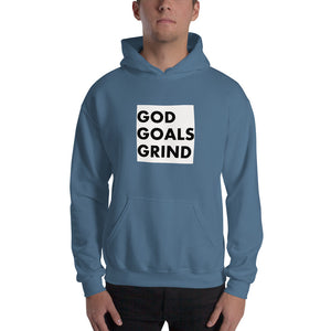 GOD GOALS GRIND Unisex Hoodie (Black Print/White Box)