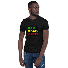 Load image into Gallery viewer, GOD GOALS GRIND Unisex Tee (Green/Yellow/Red Print)
