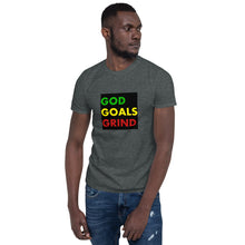 Load image into Gallery viewer, GOD GOALS GRIND Unisex Tee (Green/Yellow/Red Print)
