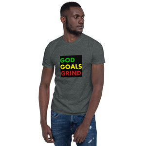 GOD GOALS GRIND Unisex Tee (Green/Yellow/Red Print)