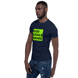 GOD GOALS GRIND Unisex Tee (Black Print/Lime Box)