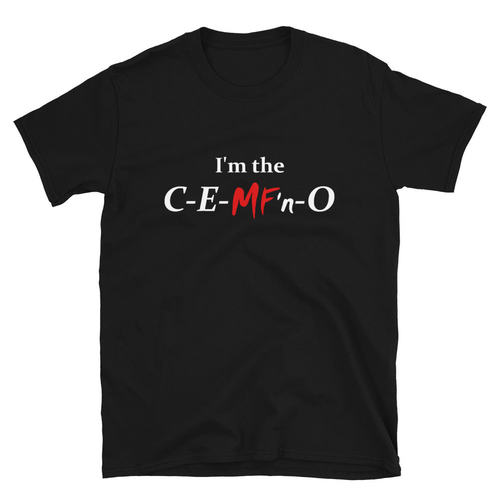 C-E-MF'n-O Unisex Tee (White/Red Print)