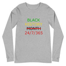 Load image into Gallery viewer, Black History 24/7/365 Unisex Long Sleeve Tee (Multi w/Black Print)
